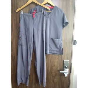 Carhartt Force Women's Cargo Scrub Pants small Tall & Top Gray/Pink Size Small